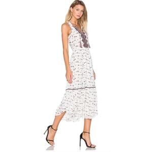 Ulla Johnson Leena Silk Embroidered Midi  Dress Womens Size 0